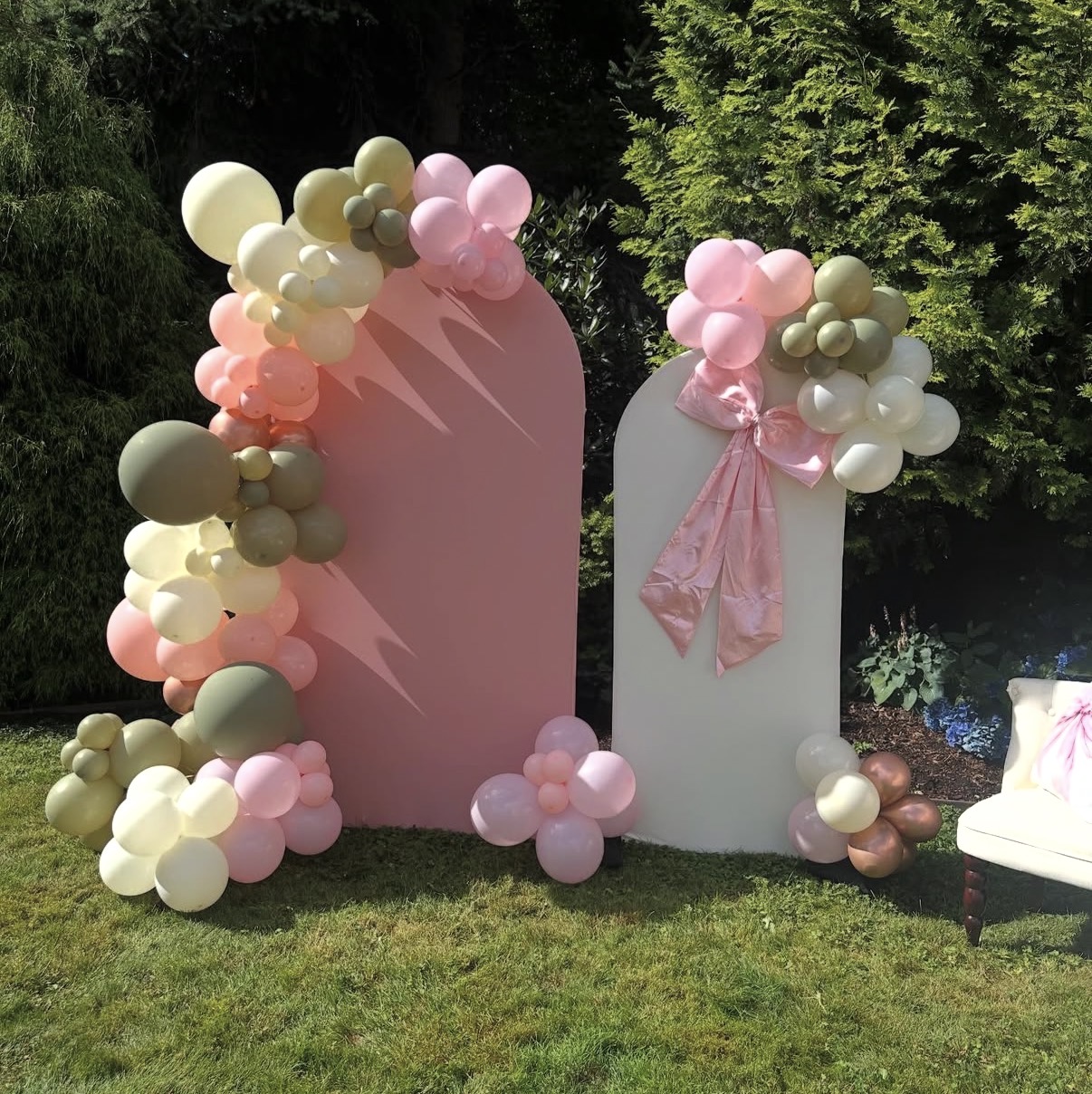 Baby shower blue balloon arch with BABY blocks